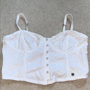 Abercrombie & Fitch White Floral Crop Tank Top